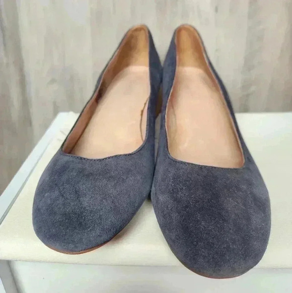 Madewell The Ella Pump Blue Suede Block Heel Round Toe Size 9.5 Women’s - Picture 7 of 9